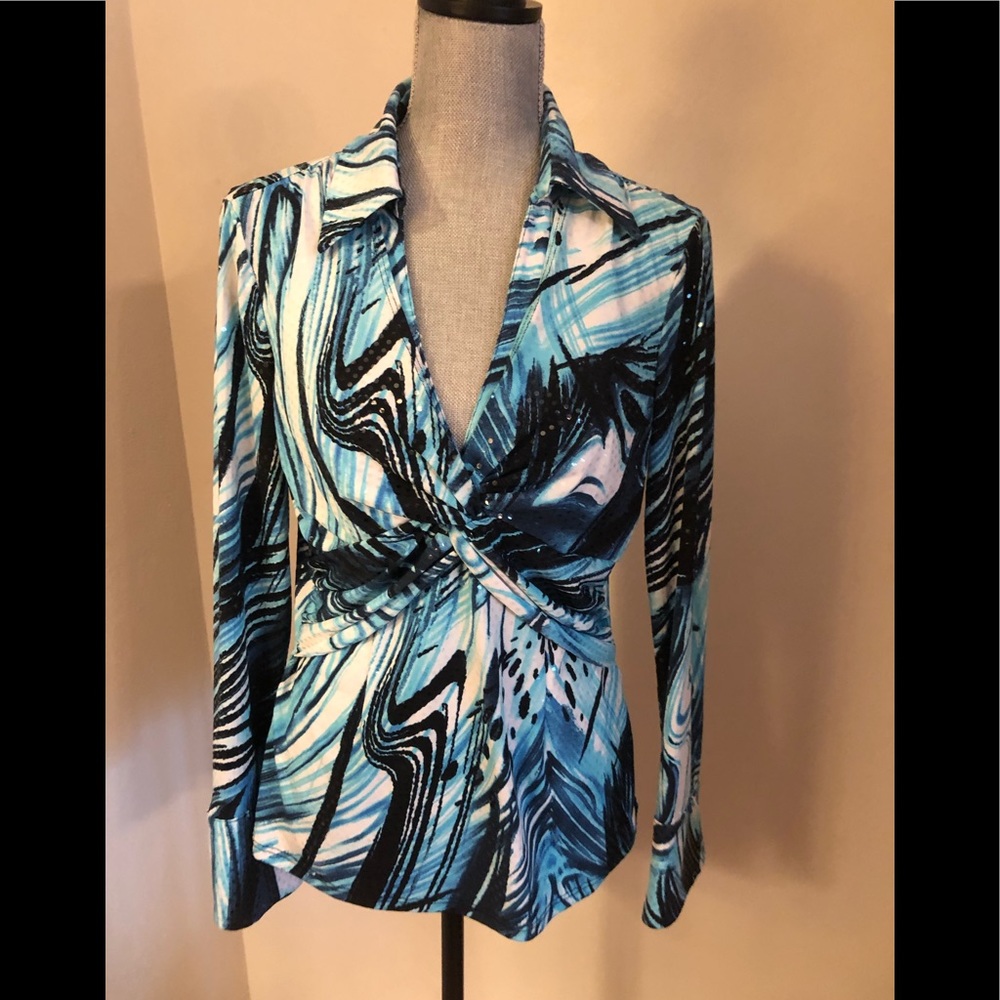 Beautiful turquoise sparkle knit blouse